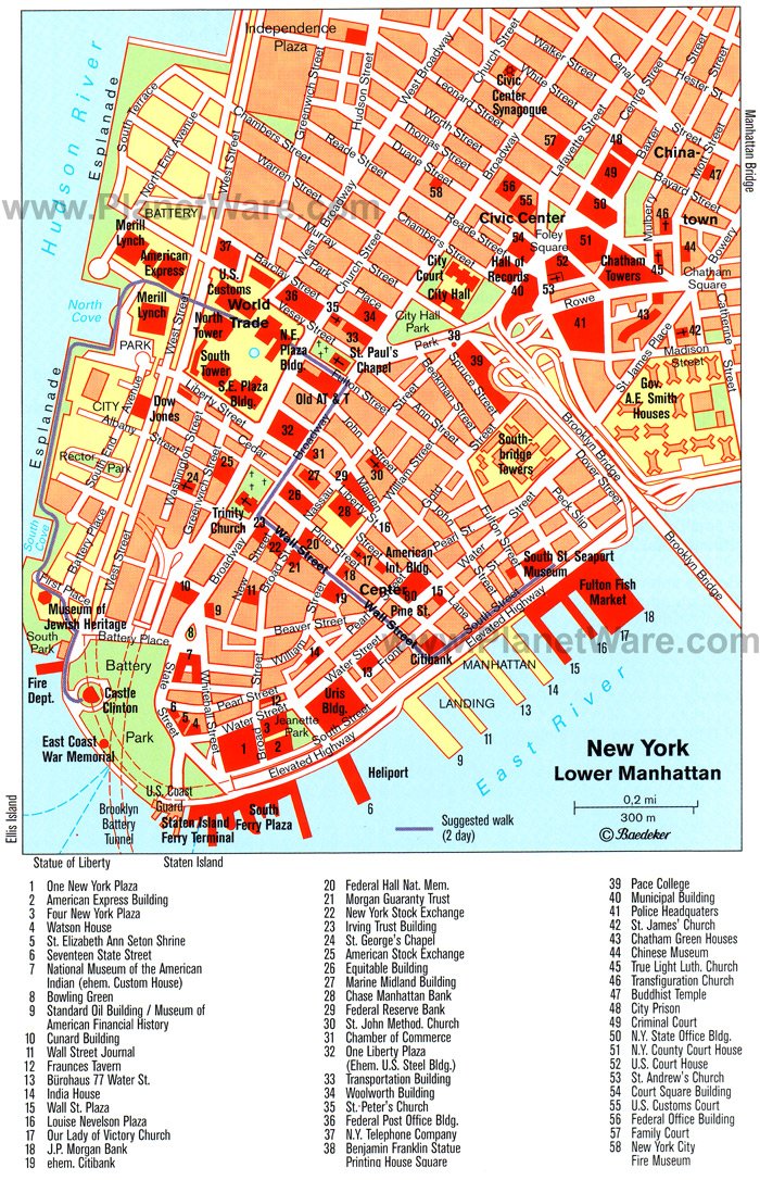 map of manhattan new york. Lower Manhattan Tip Map