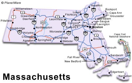 Massachusetts is one of the New England states and is divided by the 