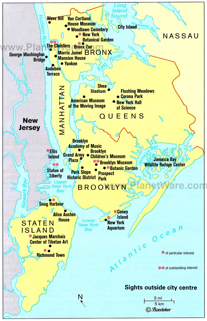 New York City Surroundings Map. The Surrounding Burroughs of 