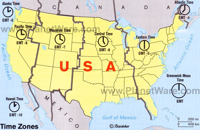 Usa Map Time Zones