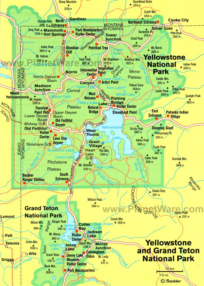 Yellowstone Park Images. Yellowstone National Park Map