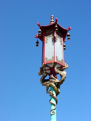 Decorative lamp line Grant Avenue in Chinatown, San Francisco.