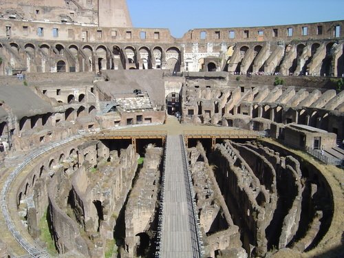 Lower levesl of Ancient Colosseum in Rome.