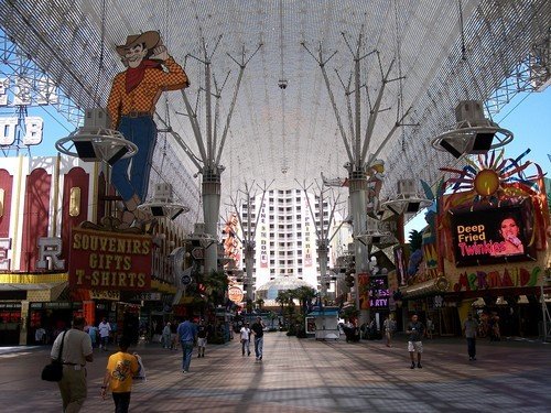 Daytime view of Fremont Street in Las Vegas.