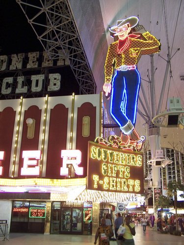 Neon cowboy on Fremont Street, Las Vegas.