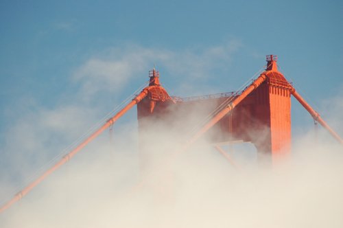 the golden gate bridge fog. Golden Gate Bridge enshrouded