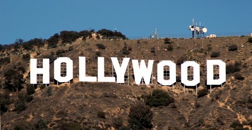 The Hollywood sign on the hills above Hollywood.