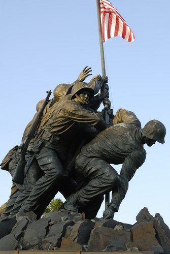 Iwo Jima Memorial, dedicated to marines, located in Arlington, Virginia. Iwo Jima Memorial, dedicated to marines, located in Arlington, Virginia.