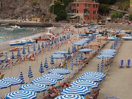 Beach umbrellas at Monterosso al Mare.