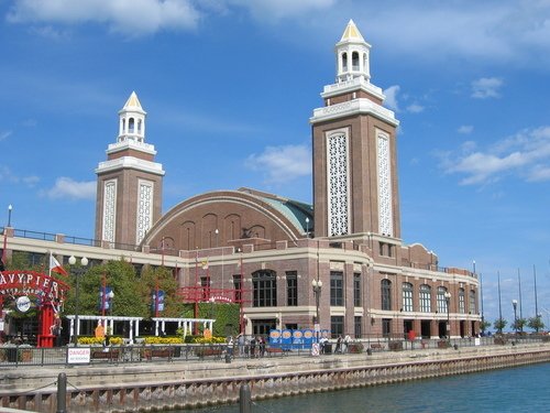 The 1916 towers over the ballroom at the end of Navy Pier in Chicago.