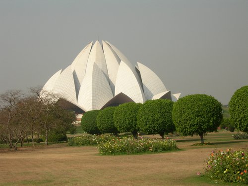 The Bahai House of Worship or Lotus Temple in Delhi.