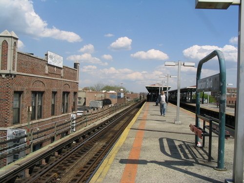 Open air subway station, Queens, New York City. Open air subway station, Queens, New York City.