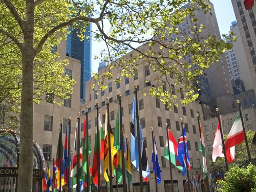 Flags at Rockefeller Center, rockefeller center. Flags at Rockefeller Center,