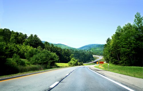 Road through the Adirondacks in New York.