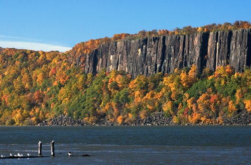 Hudson River and The Palisades in Autumn, New York.