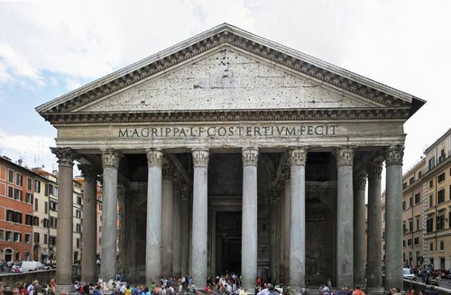 Entrance to the Pantheon in Rome.