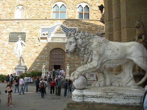 Statues in Piazza della Signoria in Florence.
