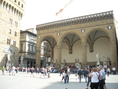 Tourists in Piazza della Signoria in Florence.