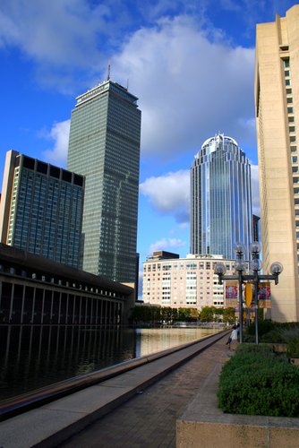 The Prudential Tower and surrounding buildings in Boston, Massachusetts