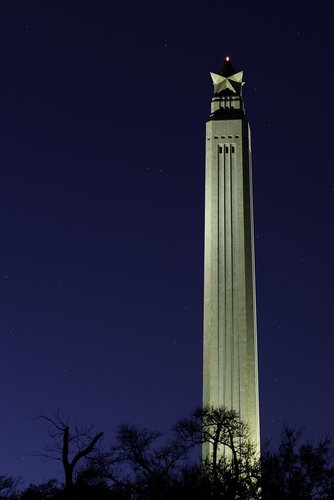 San Jacinto Monument at night