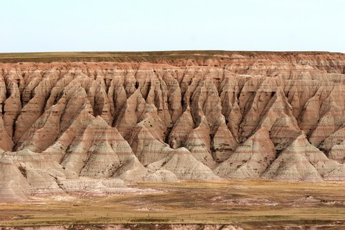 Color striations in the hills of Badlands National Park