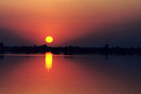 Sunset over Ayeyarwady (Irrawaddy) River.