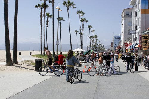 Cycling on Venice Beach.