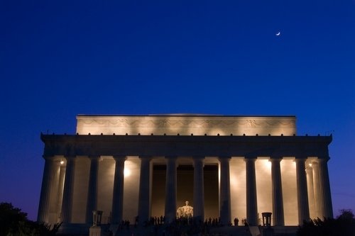 Lincoln Memorial At Night. The Lincoln Memorial lit up at