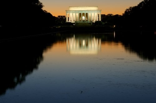 Lincoln Memorial. Lincoln Memorial at sunset,