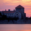 Sunset over the Old Castle in Tata.