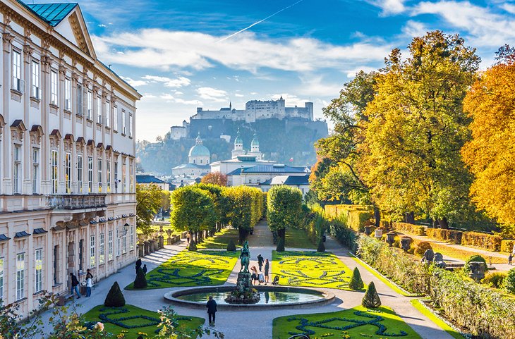 Mirabell Gardens with Hohensalzburg in the background
