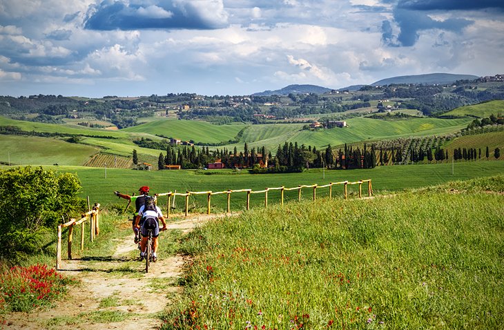 Biking on a trail in Tuscany