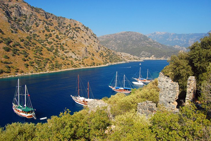 Yachts moored near Fethiye