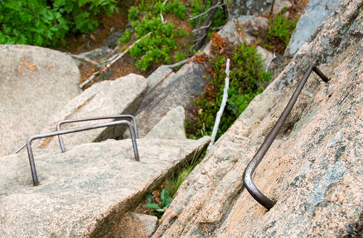 Challenging hiking trail in Acadia National Park