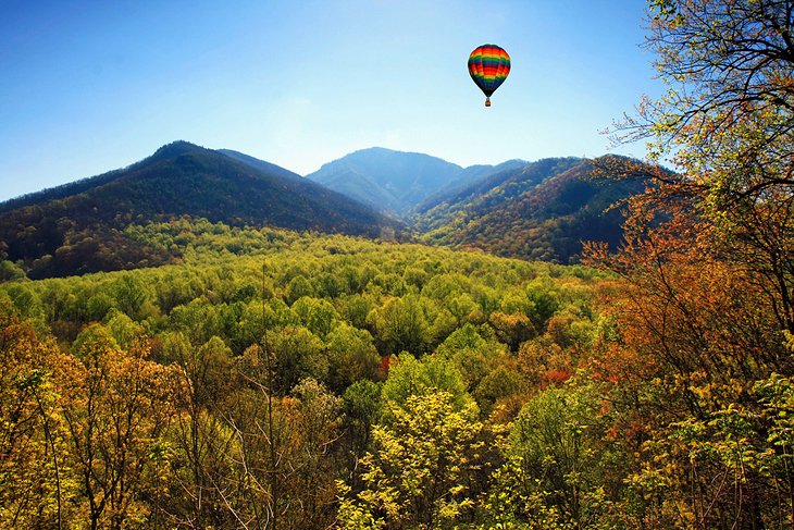 Hot Air Balloon over the picturesque countryside