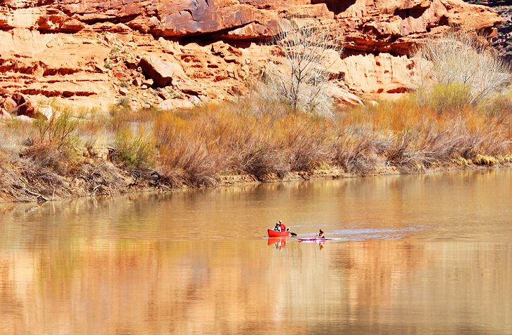 Kayaks on the Colorado River near Moab