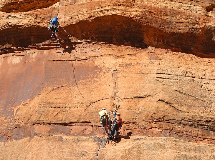 Rock climbers in Zion Canyon