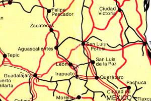 Mexico- Long Distance Routes by Road, Rail and Ferry