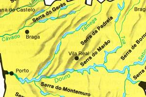 Portugal - Major rivers, lakes and Montains