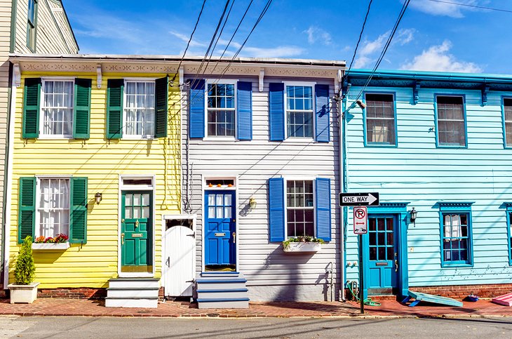 Colorful homes in the Annapolis Historic District