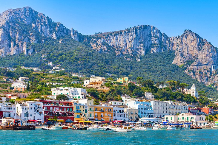 Colorful buildings along Capri's waterfront
