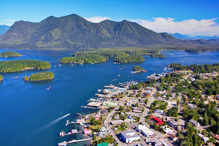 Aerial view of Tofino on Vancouver Island