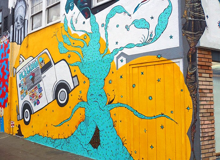 A vibrant mural on Telegraph Avenue, Oakland
