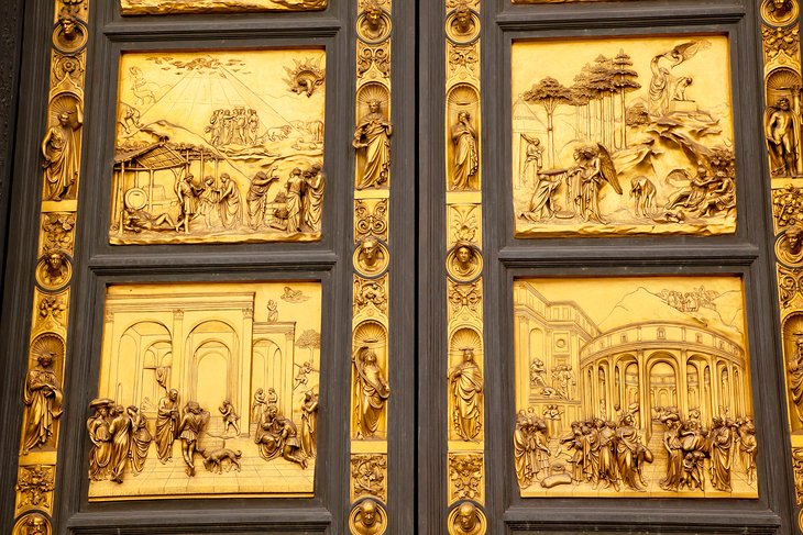 Close-up of the Duomo's stunning bronze doors