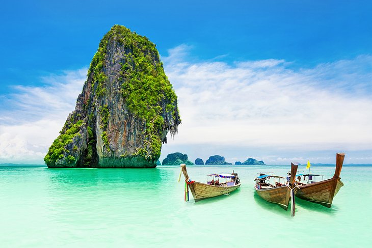 Long-tail boats at the Phi Phi Islands