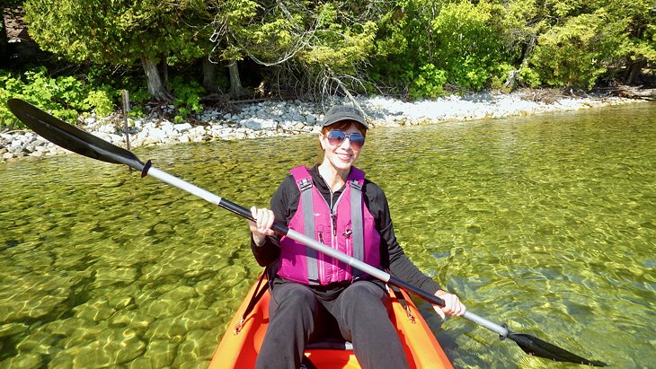 Author Anietra Hamper kayaking in Peninsula State Park