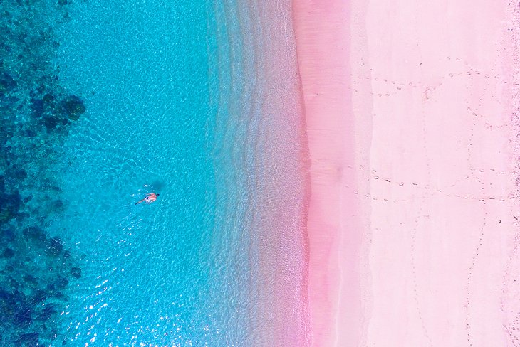 Aerial of Pink Beach in the Komodo National Park