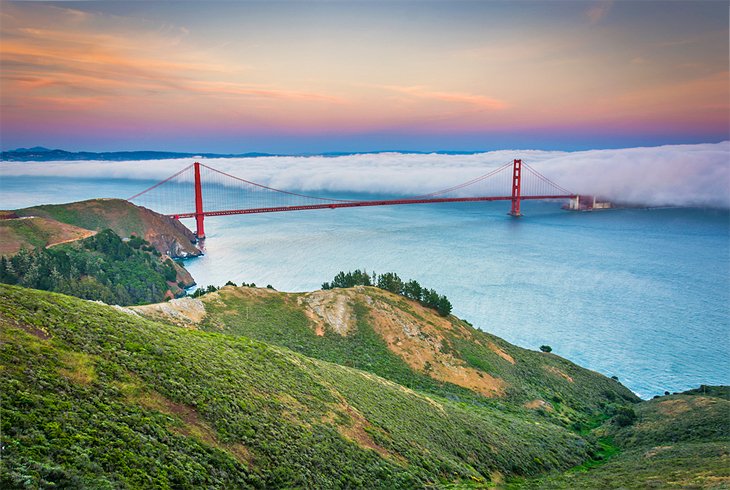 Fog rolling in over the Golden Gate National Recreation Area