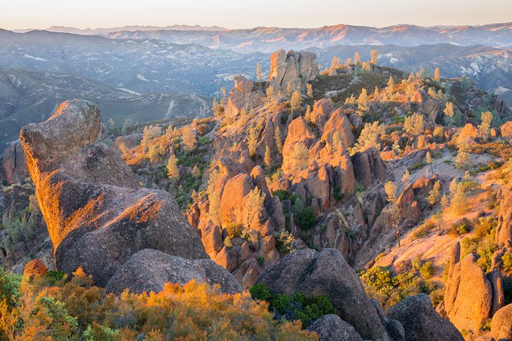 Last light of the day on Pinnacles National Park