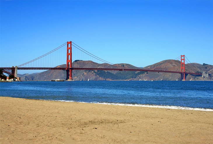 View of the Golden Gate Bridge from Crissy Field East Beach